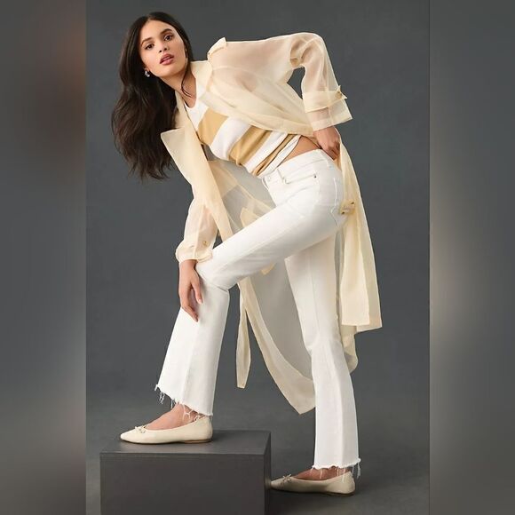 Paige Claudine High-Rise Crop Flare Jeans In White Size 26 P NWT - Picture 3 of 15